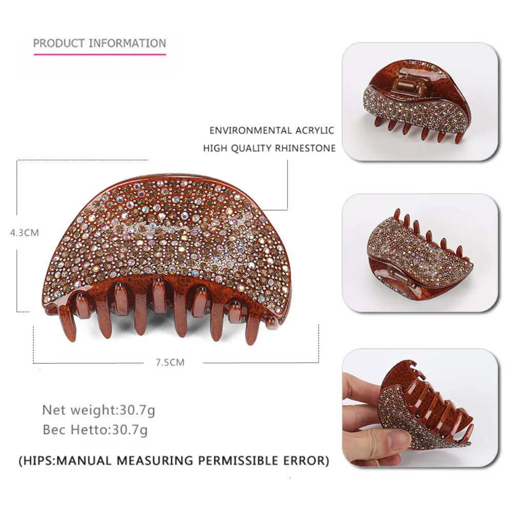 Elegant Spark Rhinestones Hair Claw Clip for Women Girls Handmade Hair Jewelry Ornament Accessory Tiara for Business Travel 250106