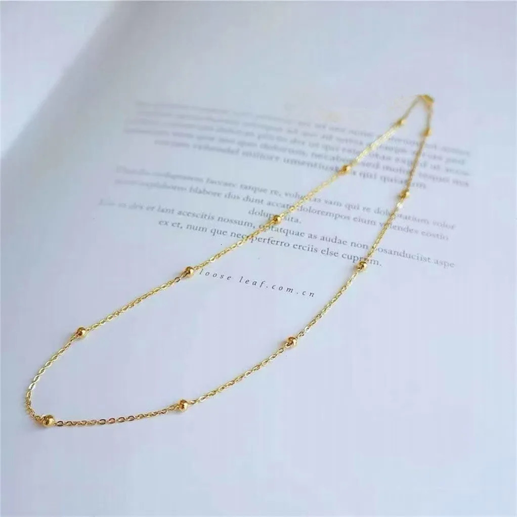 LABB Real 18K Gold Golden Ball Starry Sky Necklace AU750 Womens Fashion Necklace Boutique Jewelry Gift X0036 250106