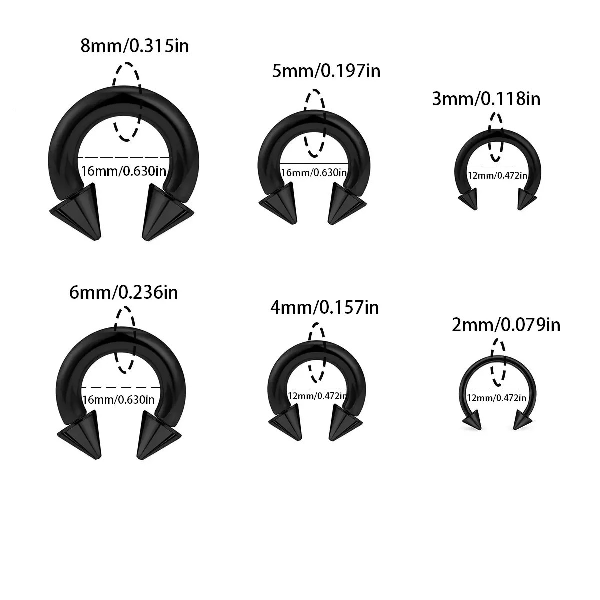 Septum Stretching Kit Steel Horseshoe Gauges Piercing Kit for Men 250103