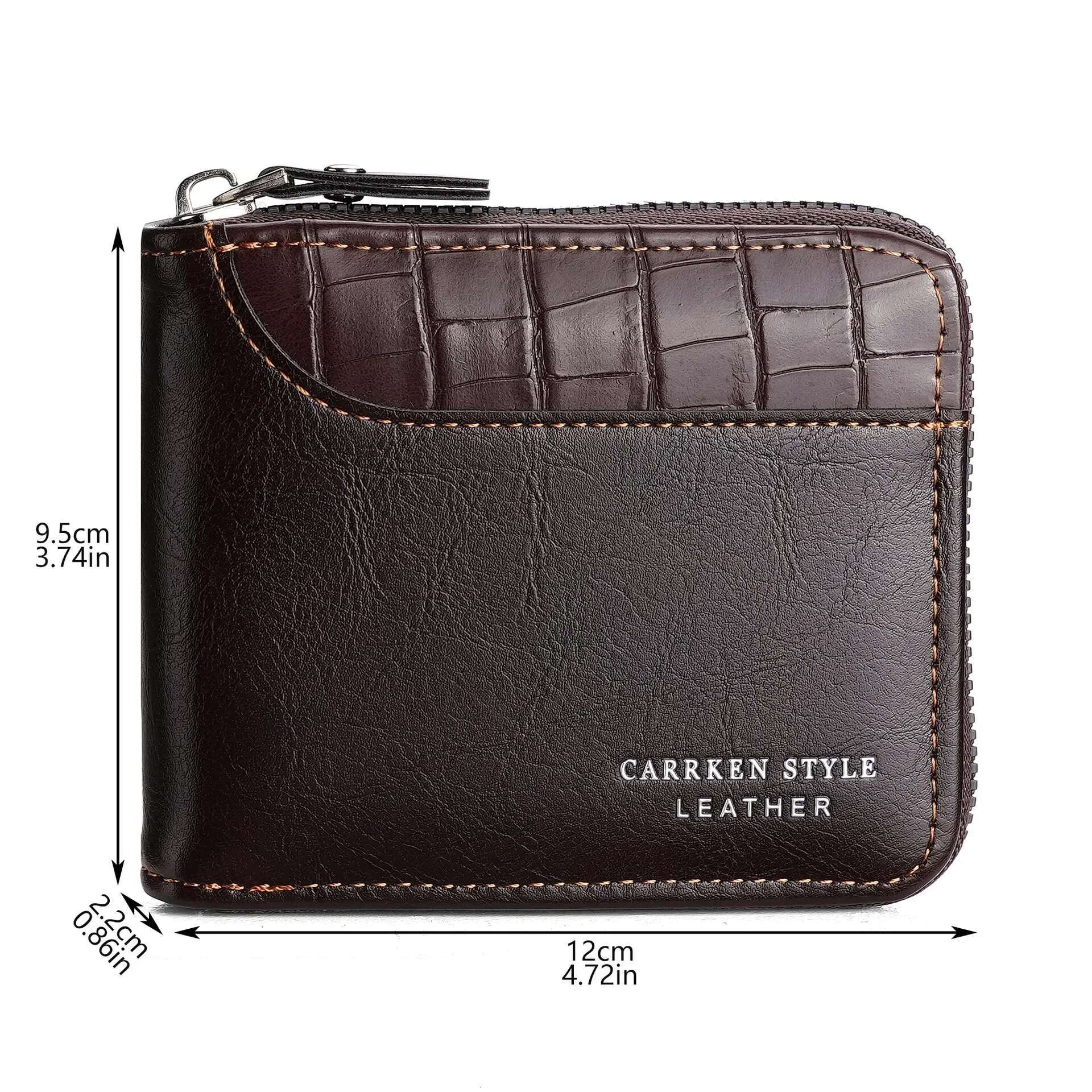 Leather Men's Wallet Mens Purse Male Zipper Card Holders With Coin Pocket Rfid Wallets Gifts For Men Money Bag