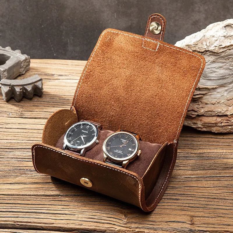 3-slot watch roll travel case fashionable and portable leather display screen watch storage box flip cover convenient watch box 250102