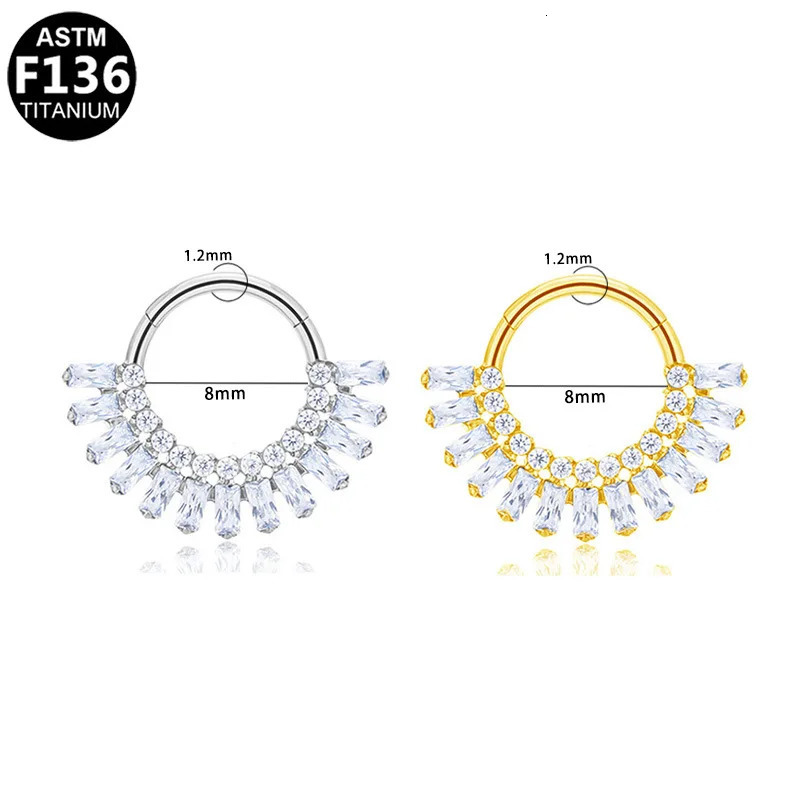 F136 Nose Ring for Men and Women 16G 8mm Hoop Septum Nose Piercing Jewelry Cartilage Earrings CZ Body Jewelry G23 250103