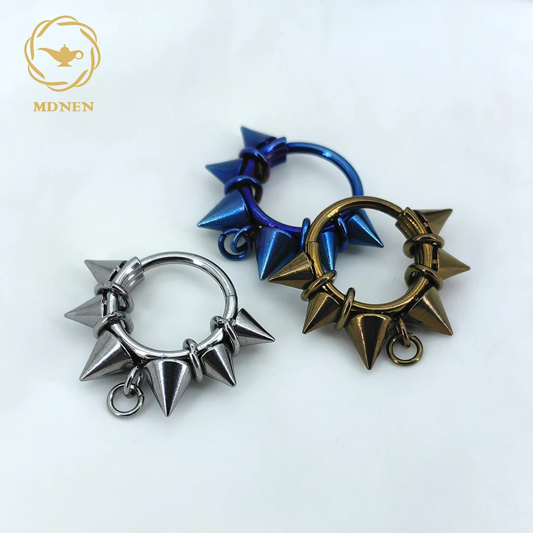 MDNEN ASTM F136 Three Layers Binding Hinged Segment Clicker Earring Cartilage Nose Hoop Septum Rings Piercing Jewelry 250103