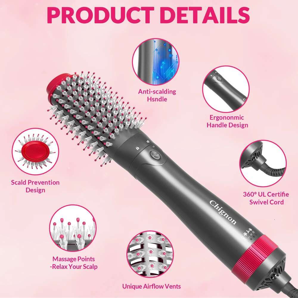 CHIGNON Hot Air One Step Styler Blow Dryer Brush Create Voluminous Curls Hair Styg Appliances