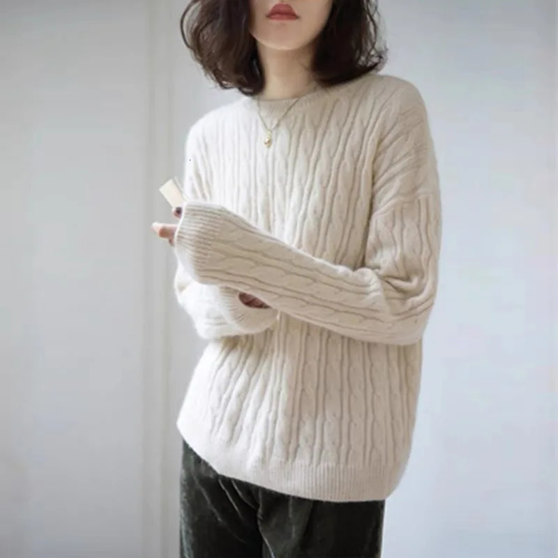 Autumn and winter Cashmere Sweaters Women Long Sleeve ONeck Knitwear Tops 250103