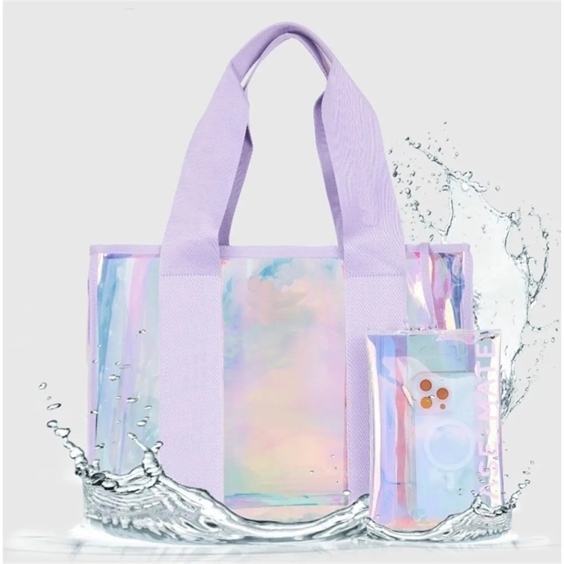 Colorfuul Waterproof Beach Tote Bag for Women Clear Tote Bag for Beach Pool Travel Cruise Boat Bag 250103