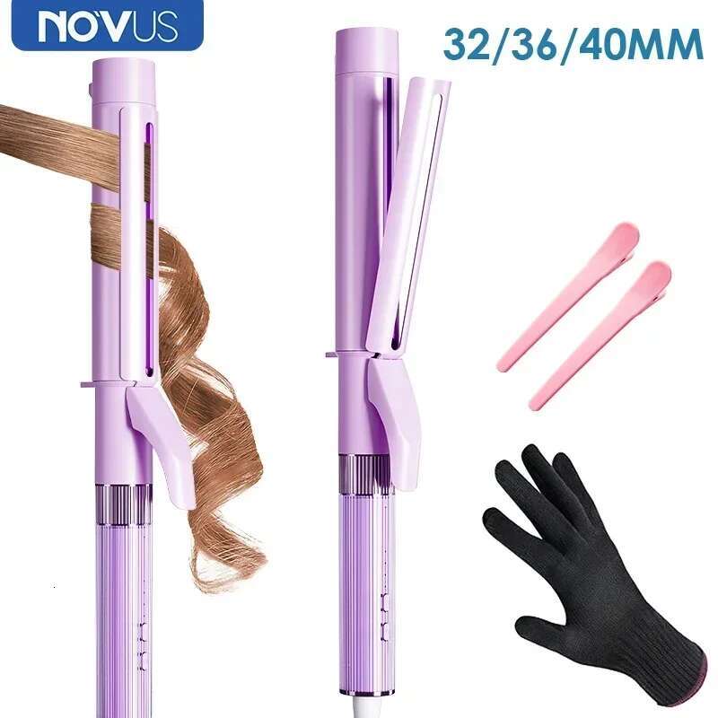 NOVUS Curg Irons 32/36/40mm Hair Curler 4000W Negative Ion Ceramic Care Big Wand Wave 30 Min Auto-off Fast Heating Styler