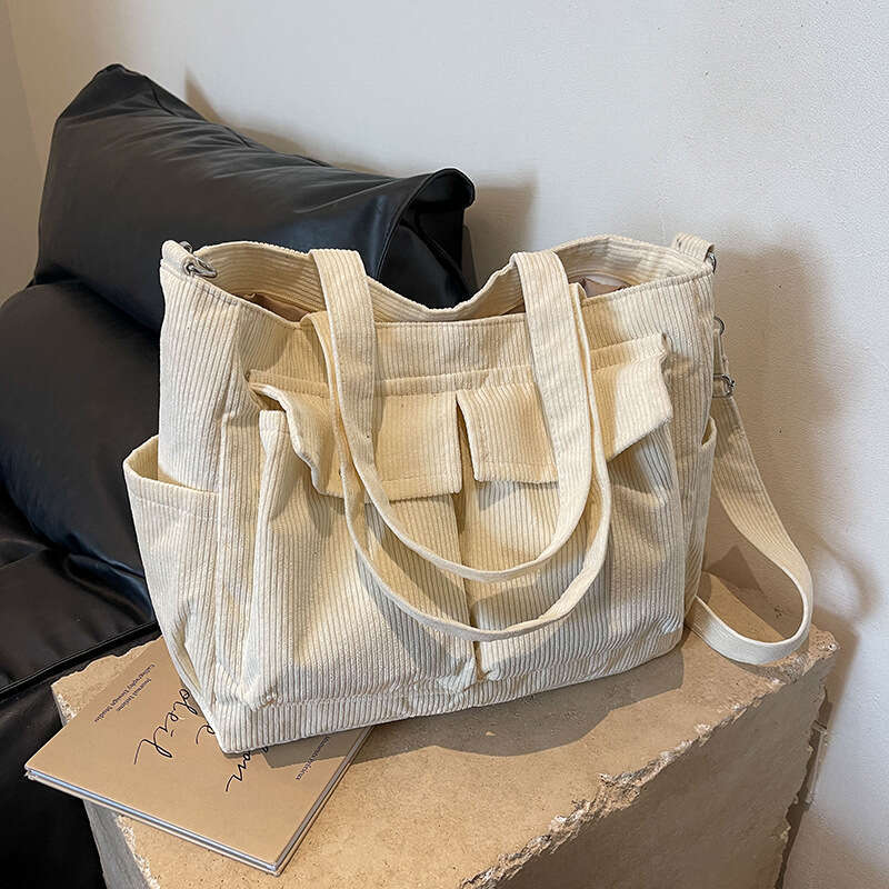 Corduroy Women's Tote Bag, Large Capacity, Autumn And Winter Can Be Slung Diagonally, New Versatile Single Shoulder Class Commuting Bags