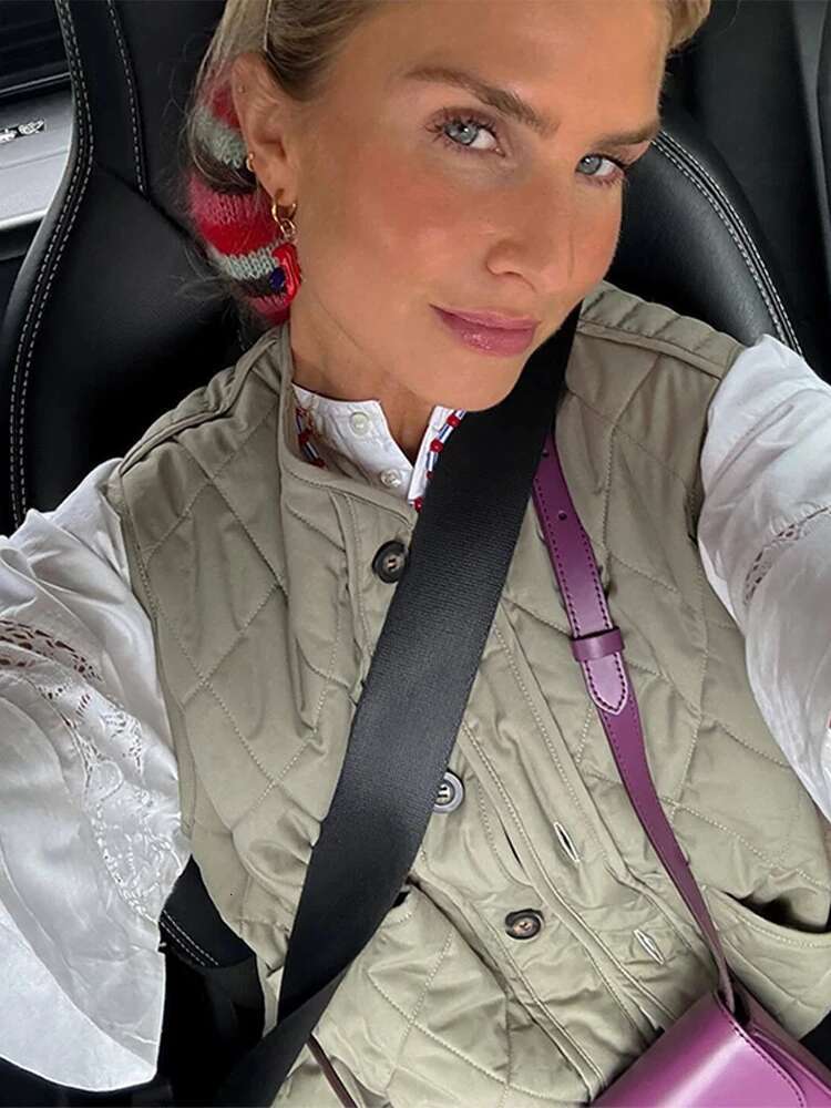 Women's Cropped Waistcoat Fashion O Neck Zipper Vest Women Ruched Sleeveless Loose Vests Coats Female Chic Top 2025 Spring