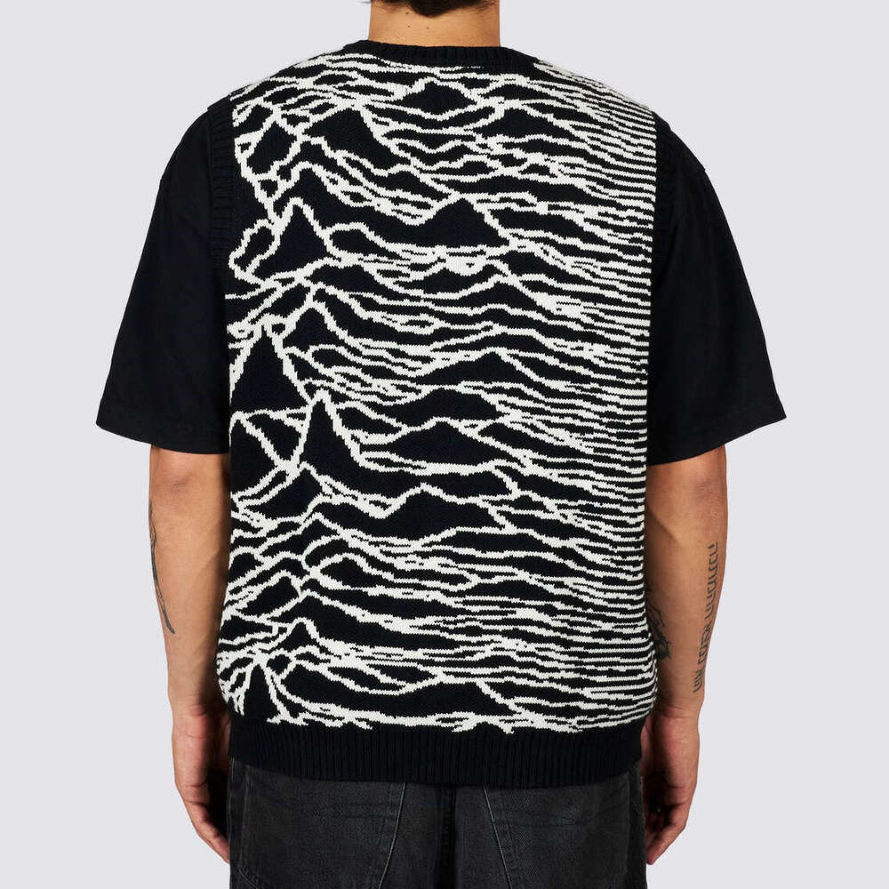 Ins knitted anime jacquard pattern round neck sleeveless high street loose sweater vest