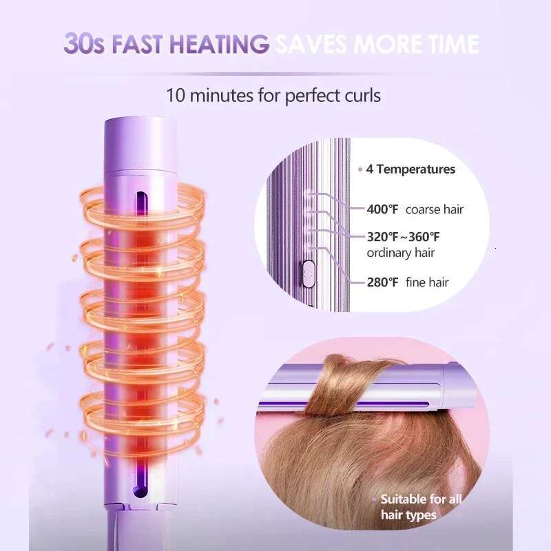 NOVUS Curg Irons 32/36/40mm Hair Curler 4000W Negative Ion Ceramic Care Big Wand Wave 30 Min Auto-off Fast Heating Styler