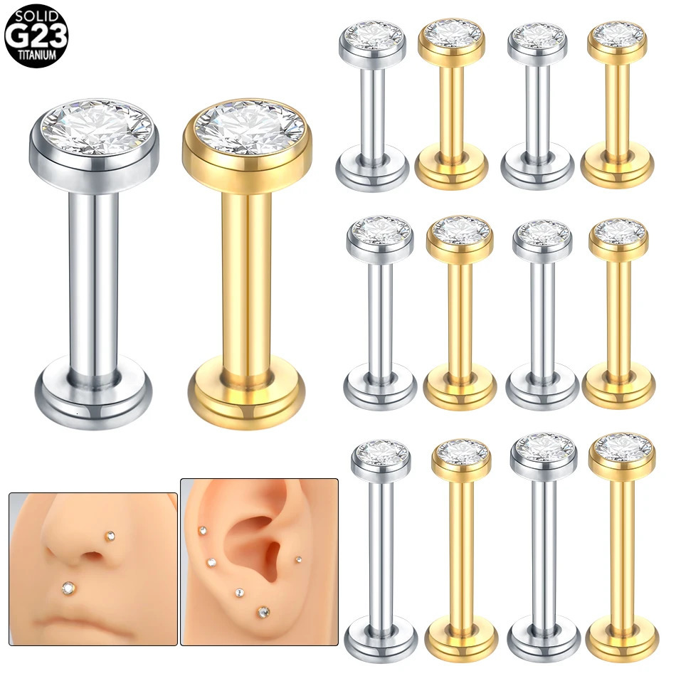 10PCS G23 Labret Piercings Lip Ring 16G Internal Thread Nose Stud Earring Tragus Helix Cartilage Piercing Body Jewelry 250103