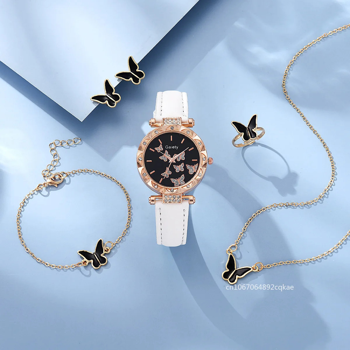 5PCS Set Watch Women Ring Necklace Earrings Fashion Wristwatch Female Casual Ladies Watches Bracelet Clock 241228