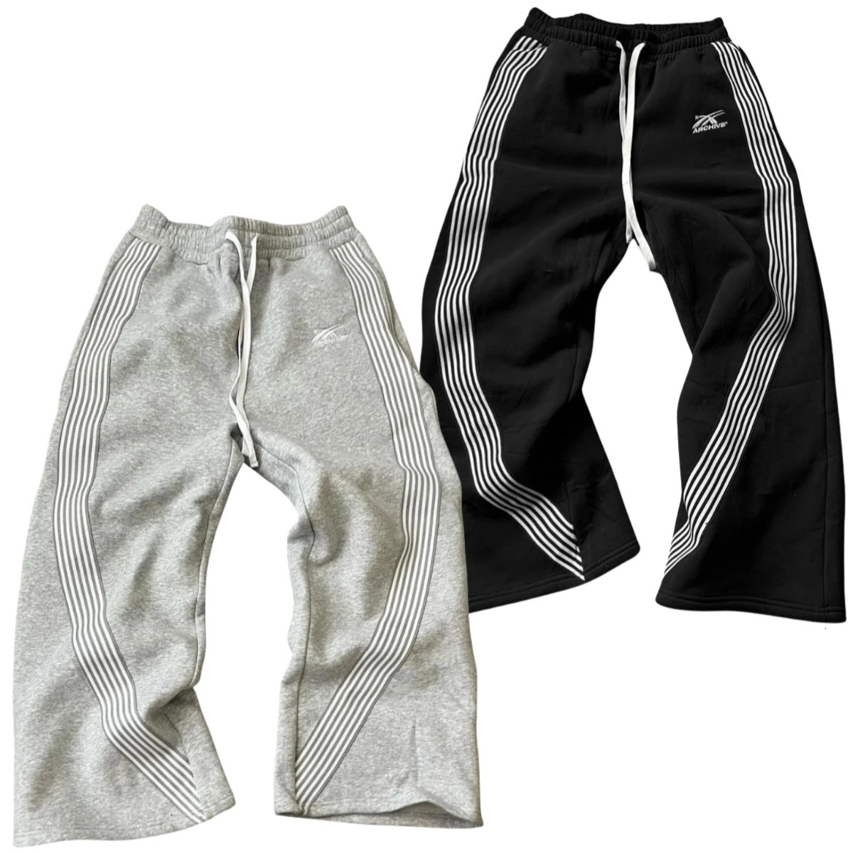 Y2K striped straight leg pocket pants high waisted sweater street pants and minimal retro striped casual mens pants 250103