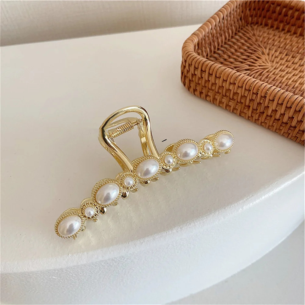 3 Pcs Pearl Hair Claw Clips Women Elegant Hair Pins Metal Clips Korea Casual Lady Girl Chic Harajuku Casual OL 250106