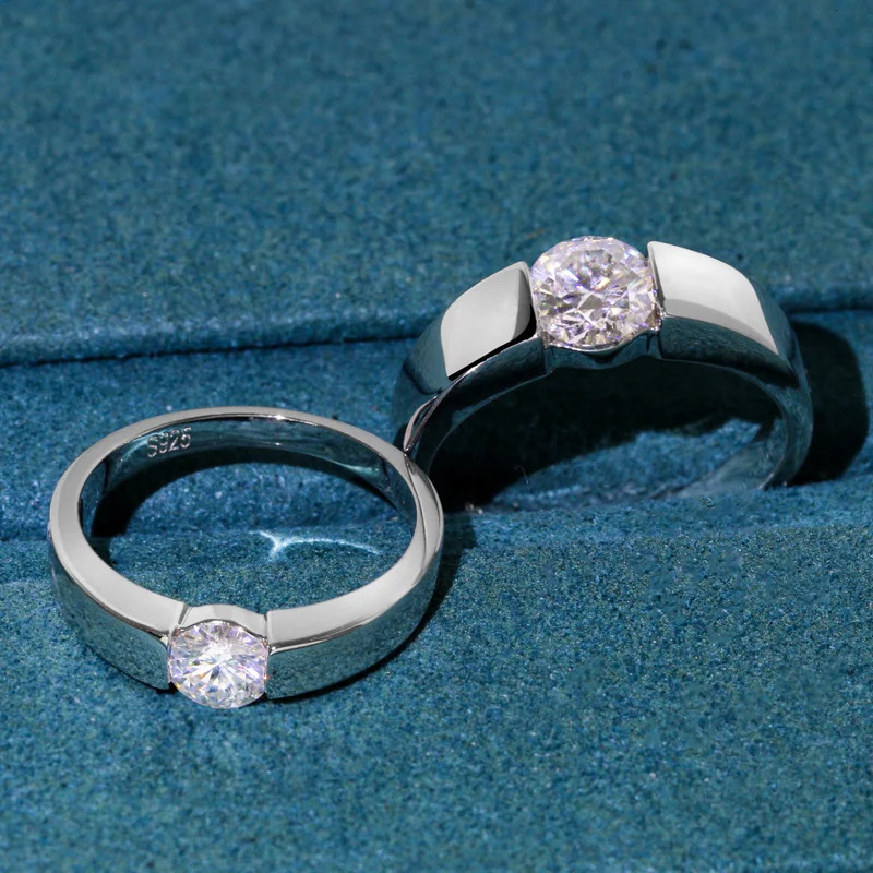 Onelaugh 1CT Couple Ring Women Men 925 Sterling Sliver D VVS1 Wedding Engagement Solitaire Diamond Ring 250103