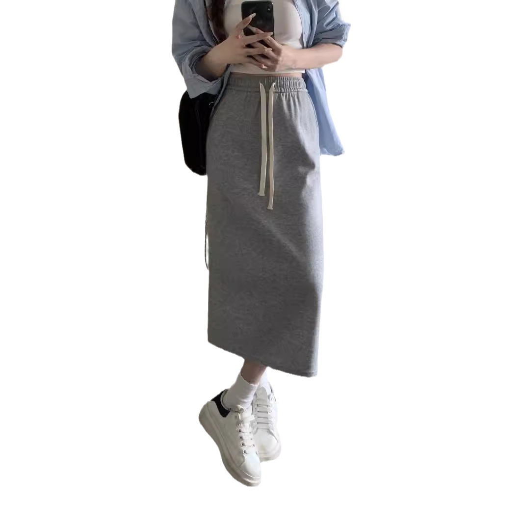 NK3120 skirt women spring and summer high waist slit hip straight long skirt a-line mid-length one-step skirt