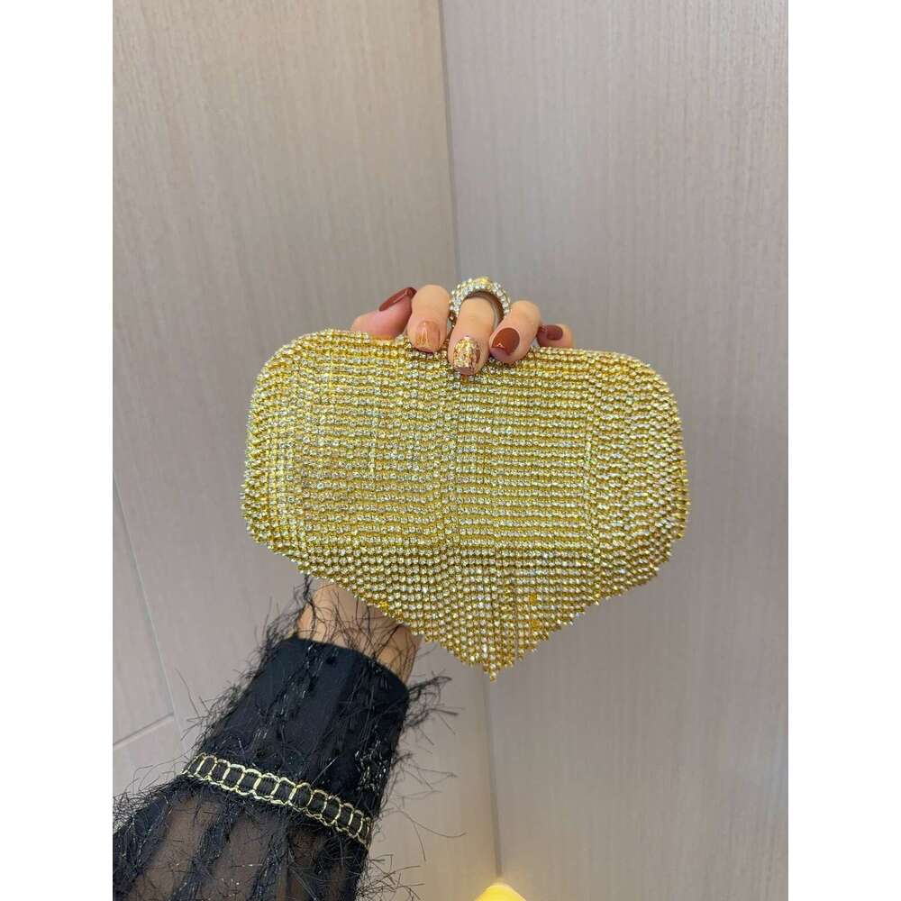 Cross Border European And American Tassel Rhie Bag, Evening Gown, Dia Inlaid Elegant Socialite Handbag, Banquet Handbag