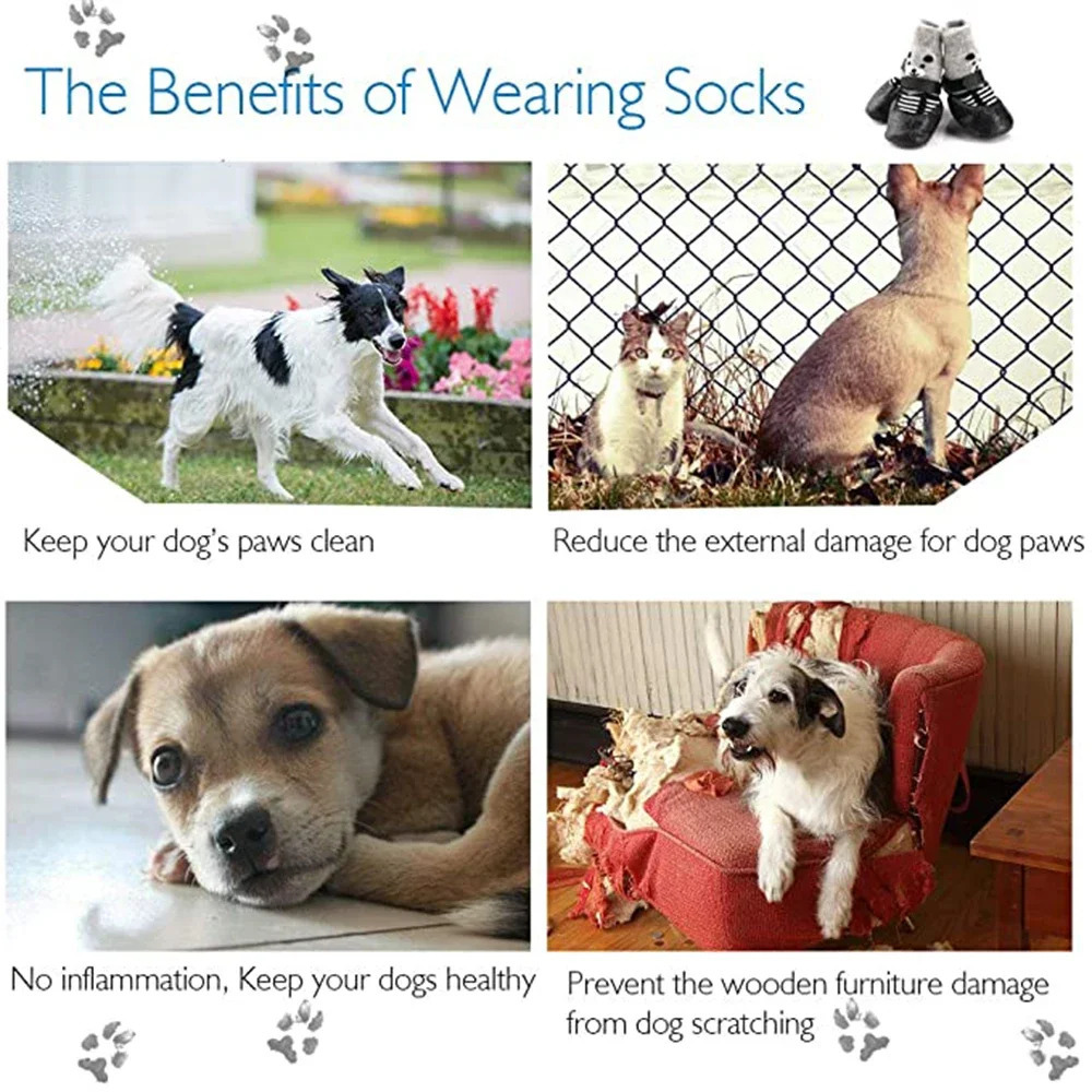Pets Waterproof Shoes Outdoor Pet Non-Slip Wear-Resistant Rain Shoe Socks Winter Cartoon Knitted Warm Pet Socks 250106