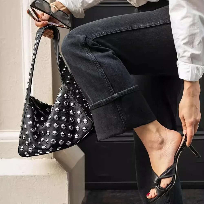 New Rivet Armpit Bag Party Bags Women Fashion Shoulder Handbag Vintage 2025 Ladies Punk Women's Womens Handbags Woman Y2k