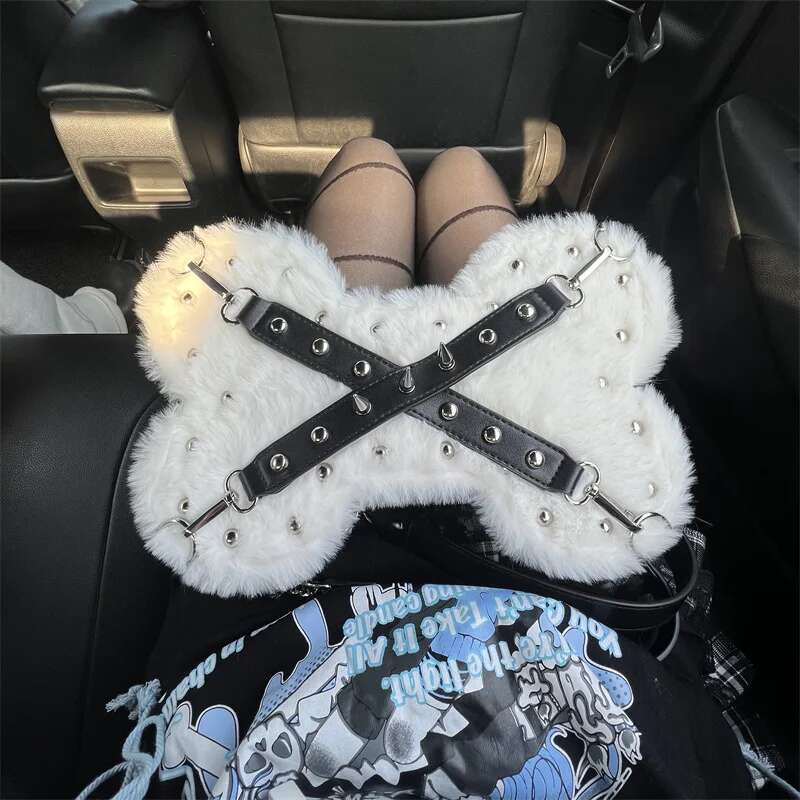 2025 New Darkness Style Shoulder Bags For Women Fashion Gothic Rivet Crossbody Bag Bone Bolsa