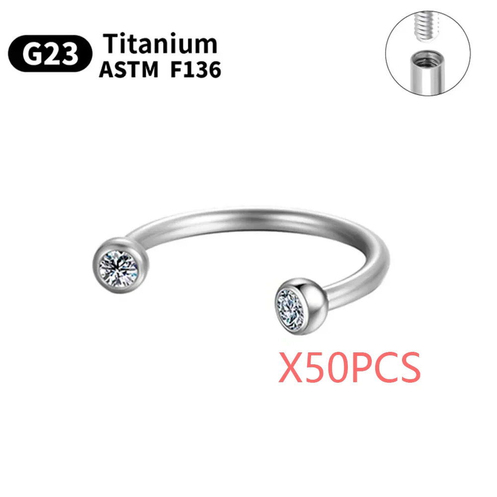 Wholesale 5/50PCS G23 Eyebrow Piercing Nose Ring Septum Helix Cartilage Piercing C rod Body Jewelry For Women 250103