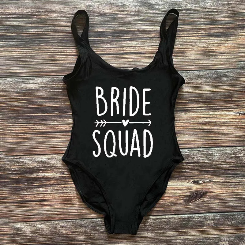 S3XL Bride Squad Swimsuits Women One Piece Swimsuit Sexy Swimwear Bachelorette Party Bathing Suit Swimming Bodysuit Beach wear 250106