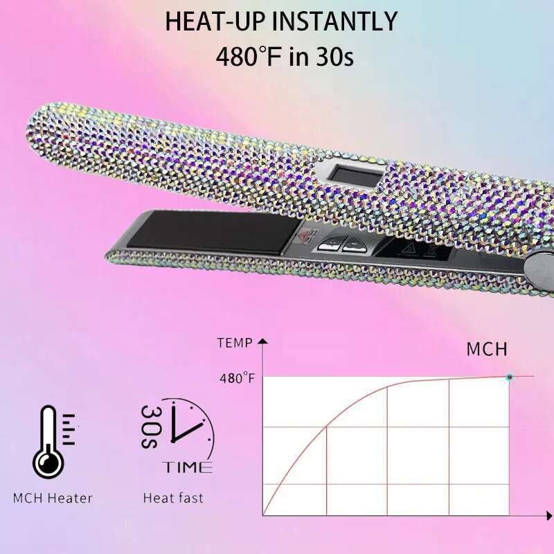 Hair Straightener Flat Iron with Rhis LCD Dispaly Titanium chapinha extreme 480F profissional planchas para el cabello