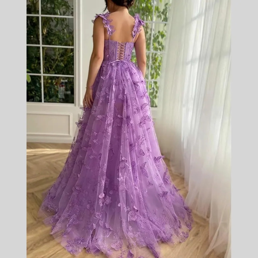 Tight corset long sheer ball dress with 3D butterfly sexy cut ball dress evening dress party wedding form female form 0313 250103