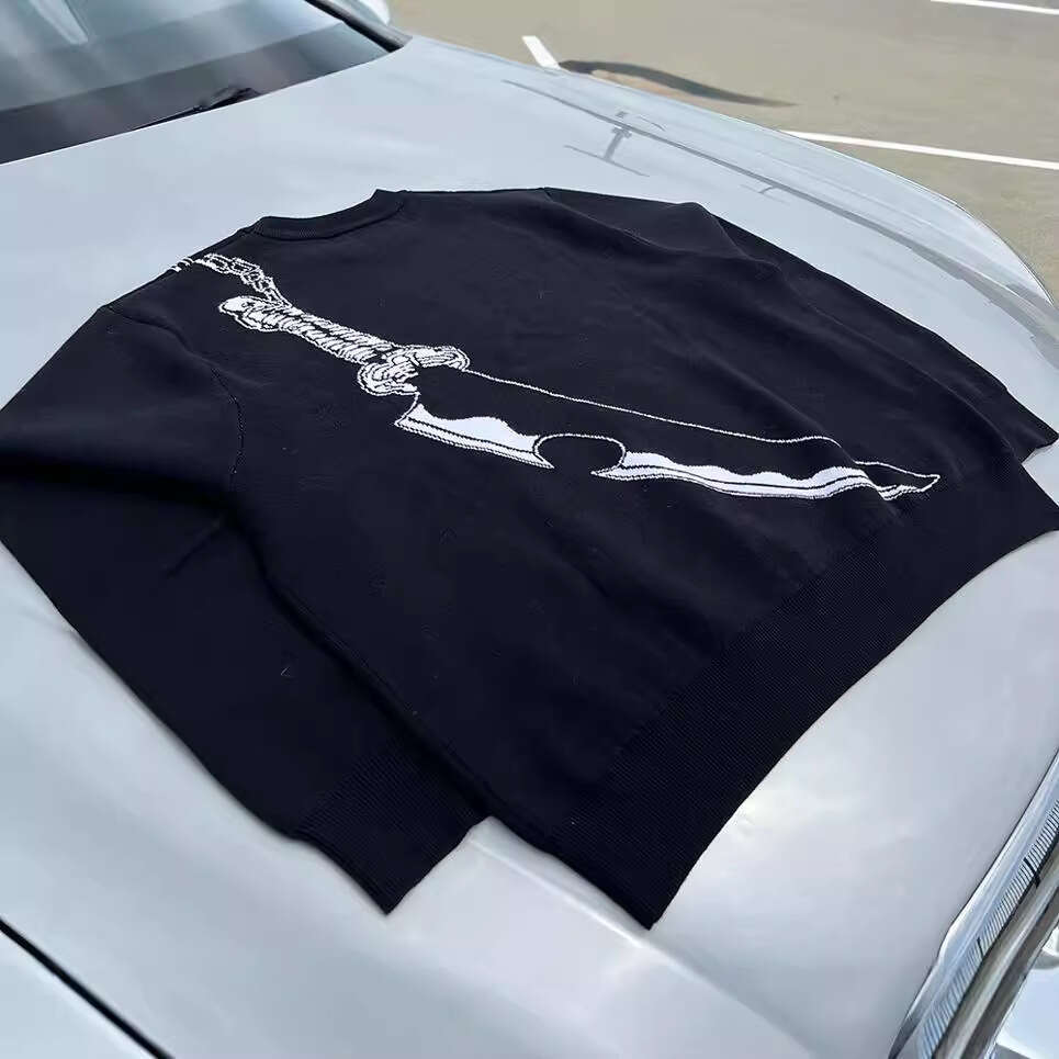 Knitwear Anime Jacquard Pattern Round Neck Long Sleeve High Street Loose Harajuku Sweater