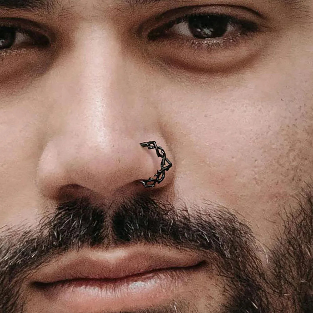 Twolobes 1PCS G23 Round Thorns Nose Rings Cartilage Hoop Earrings Segment Septum Clickers Piercing Jewelry Cool 250103