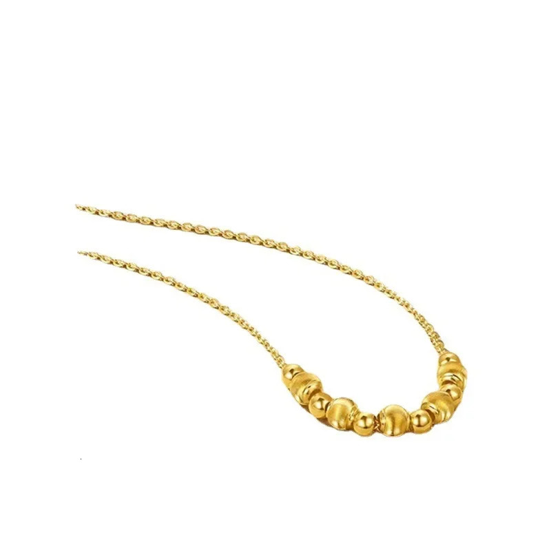 24K yellow gold 9999 real gold Cats Eye Light Bead Necklace Fashion Transfer Beads Mother Gift 250106