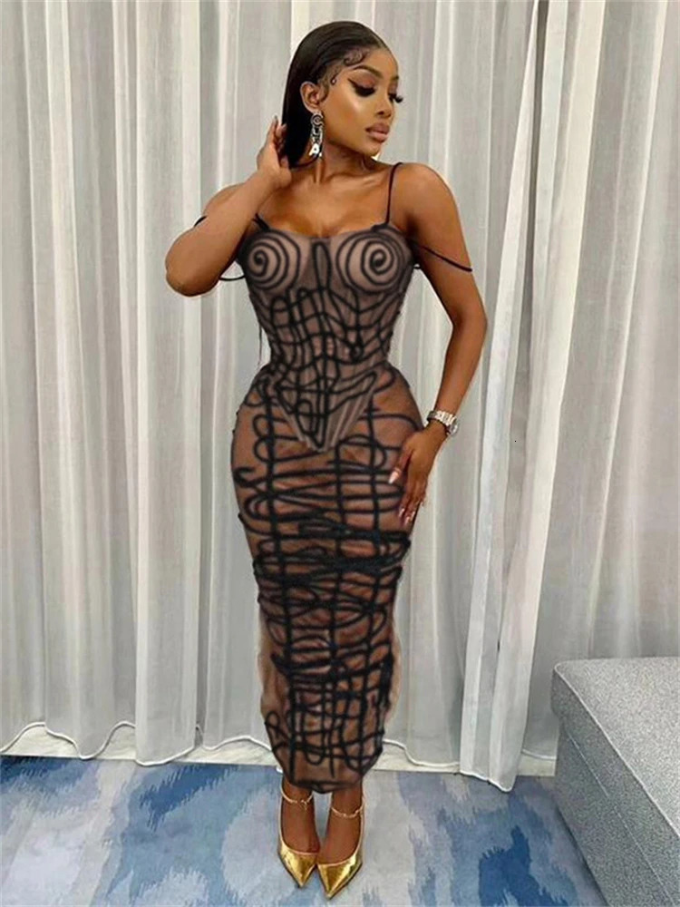 Ladies Autumn 2 Pieces Mesh See Through Sleeveless Backless Corset Top Maxi Skirt Matching Set Club Streetwear Fall Outfits 250106