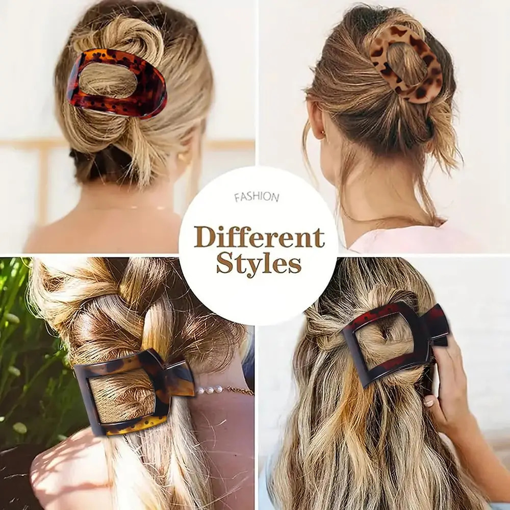 4 PCS Flat Hair Clips Lay Flat Hair Claw Clips for Women 2 Styles Medium Matte Claw Clips for Thick and Thin Hair French Stro 250106