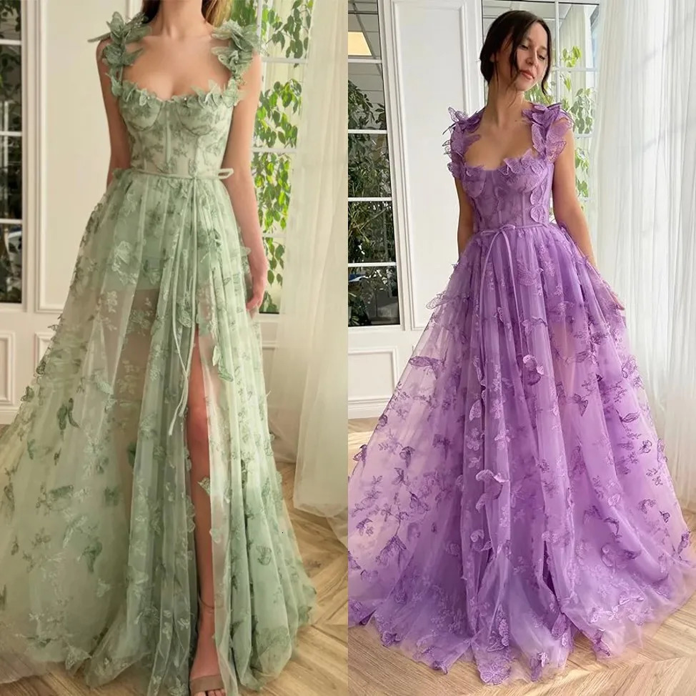 Tight corset long sheer ball dress with 3D butterfly sexy cut ball dress evening dress party wedding form female form 0313 250103