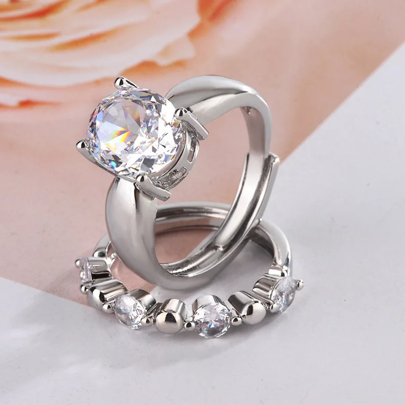Couple ring White ice cut white quality ring hand jewelry 250103