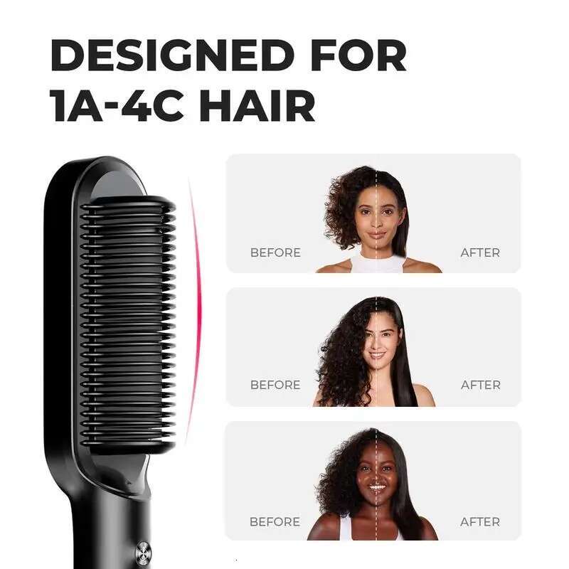 TYMO RING - Ultimate Straightener Comb Styg Tool with 5 Temp Settings & Dual Voltage Comfort Salon Hair waver