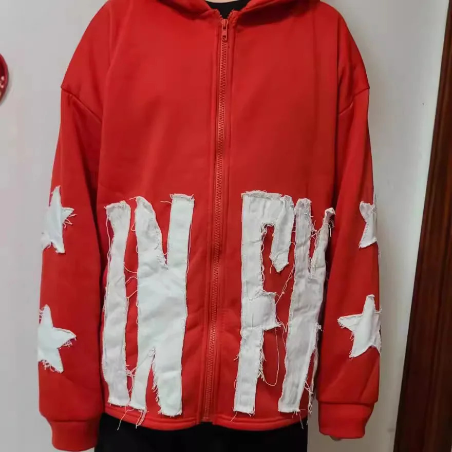 Y2k Long Sleeved Pullover Hoodie With Letter Patchwork Tops Streetwear Vintage Hoodie School Outfit Punk High Street Ootd s 250106