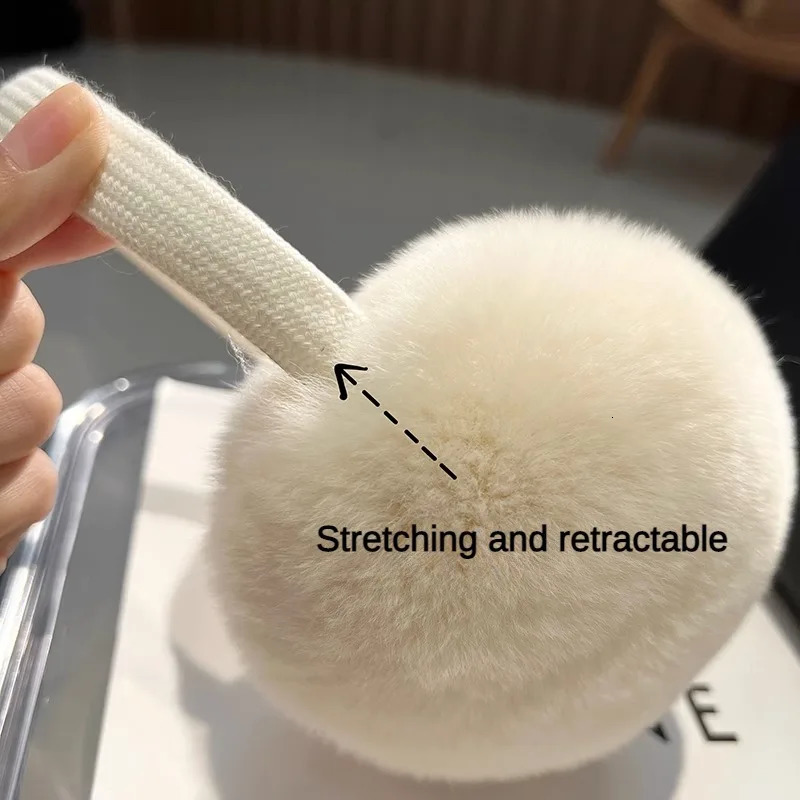 MPPM Cute Headphones Women Genuine Real Rabbit Fur Warm Earmuff Headbands Winter Accessories for Women Ear Cover for Winter 250106