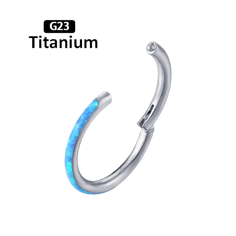 1Pc G23 6-12mm Opal Nose Ring Hoop Septum Clicker Hinged Segment Ear Cartilage Tragus Helix Lip Piercing Body Jewelry 250103