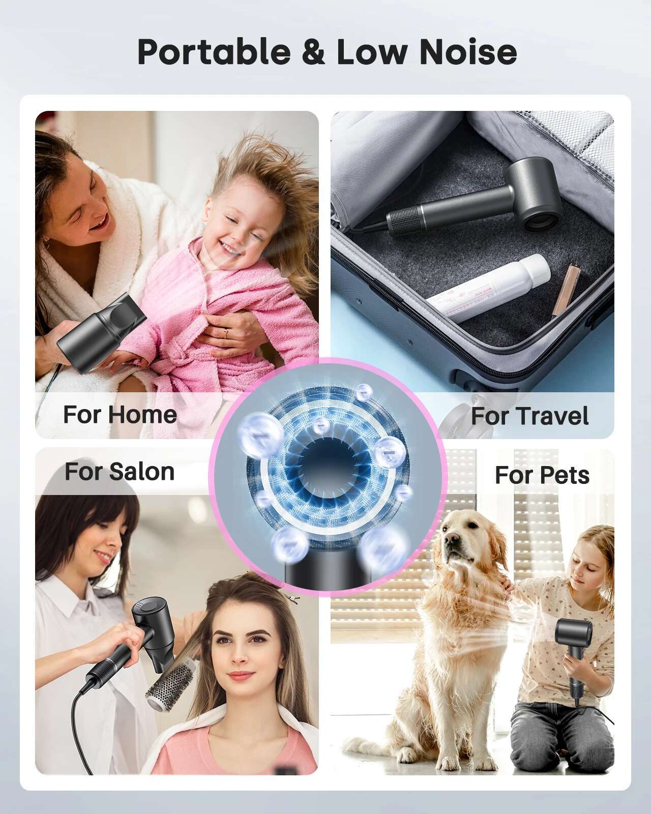 Hair Dryer High-Speed 120000 RPM 500 Million Ions Electric Low Noise, Constant Temperature And Quick Drying For Home Salons