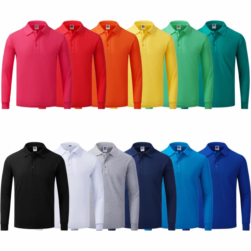 Casual long sleeved polo custom mens and womens polo collar print personalized classic solid shirt embroidery 250103