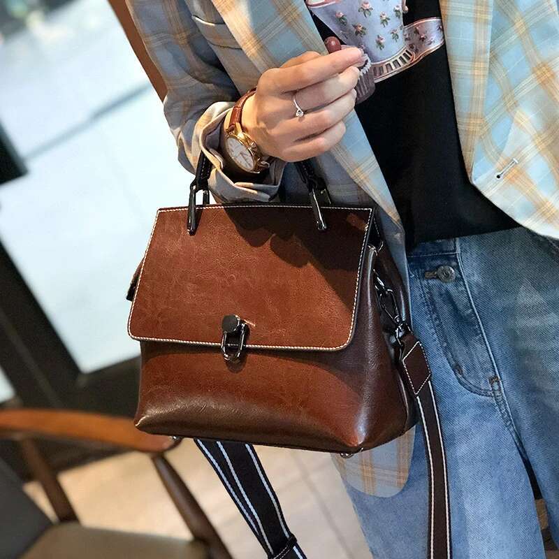 Toptrends Vintage Cow Genuine Leather Shoulder Bags For Women 2025 Designer Crossbody Purses Satchel Tote Ladies Handbags