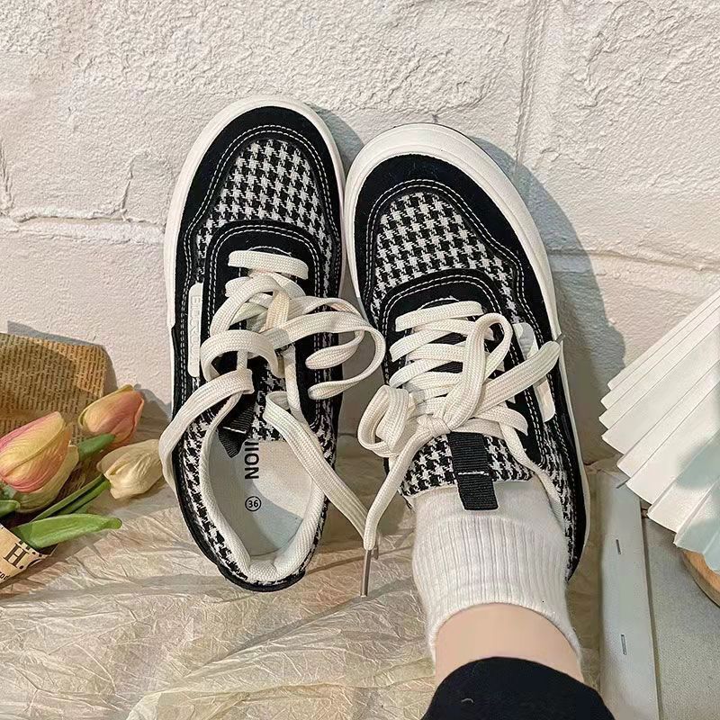 Ddmywed Matcha Green Spring New Canvas Niche Slimming Qianniao Grid Board Ins Trendy White Shoes For Student Women Chinese Brand Shoes F0106-26.5 ddmy