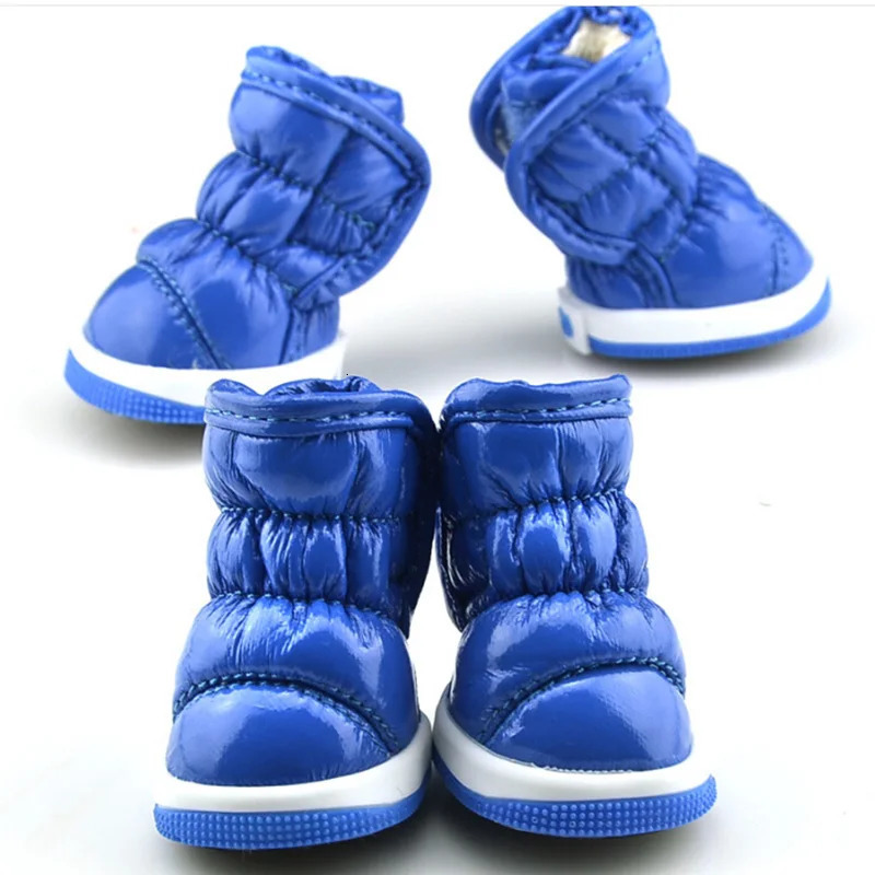 4 Piece Set of Pet Winter Cotton Shoes Leather Waterproof Warm Dog Boots Warm Boots for Small Dogs Outdoor Walking 250106