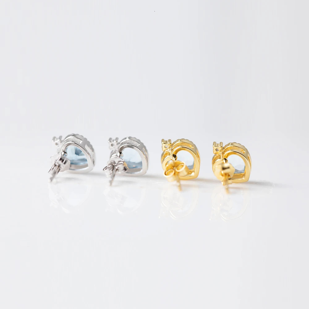 CCFJOYAS 100% 925 Sterling Silver Sapphire Heart Earrings Necklace Set for Women Simple INS Wedding Fine Jewelry Set 250102