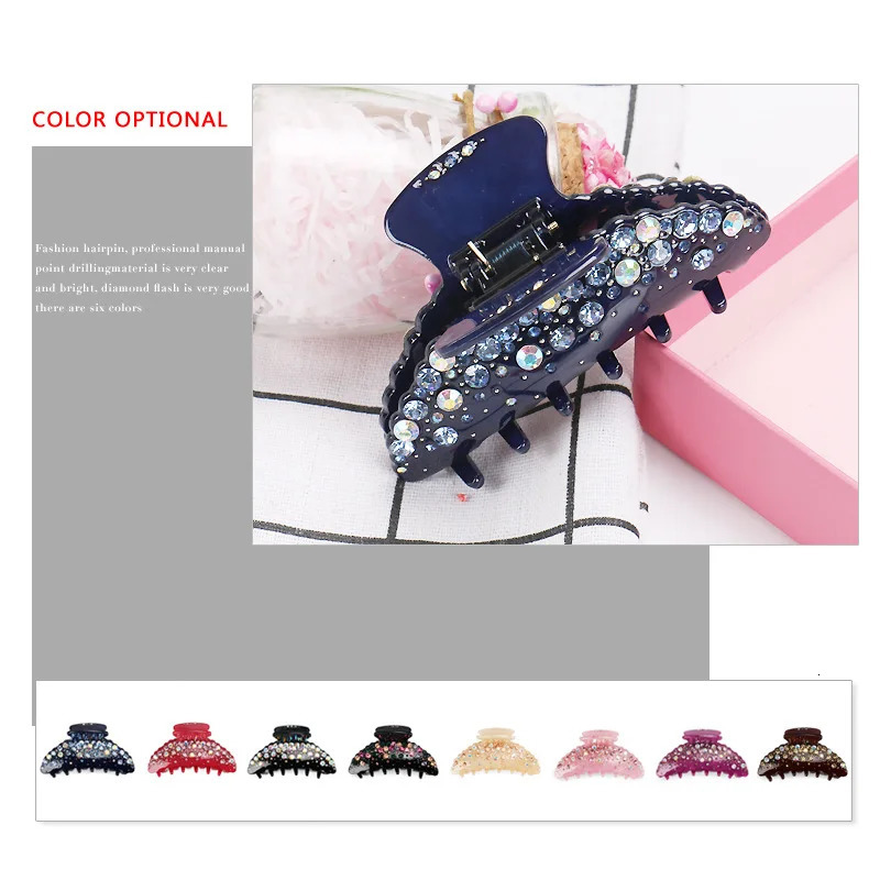 Spark Rhinestones Hair Claw Clip for Women Girl Fine Acetate Hair Accessory Ornament Jewelry - Tiara for Ponytail Holder 250106