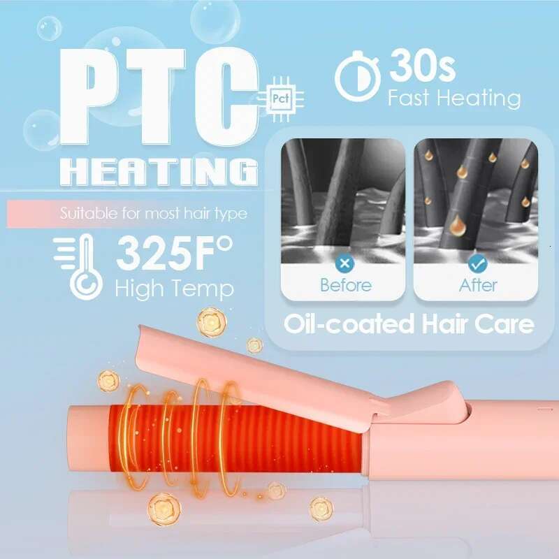 NOVUS 25MM Portable Travel Electric Mini Curler Curg Iron Fast Heating Tourmae Ceramic Wavy Tong Hair Styg Tool