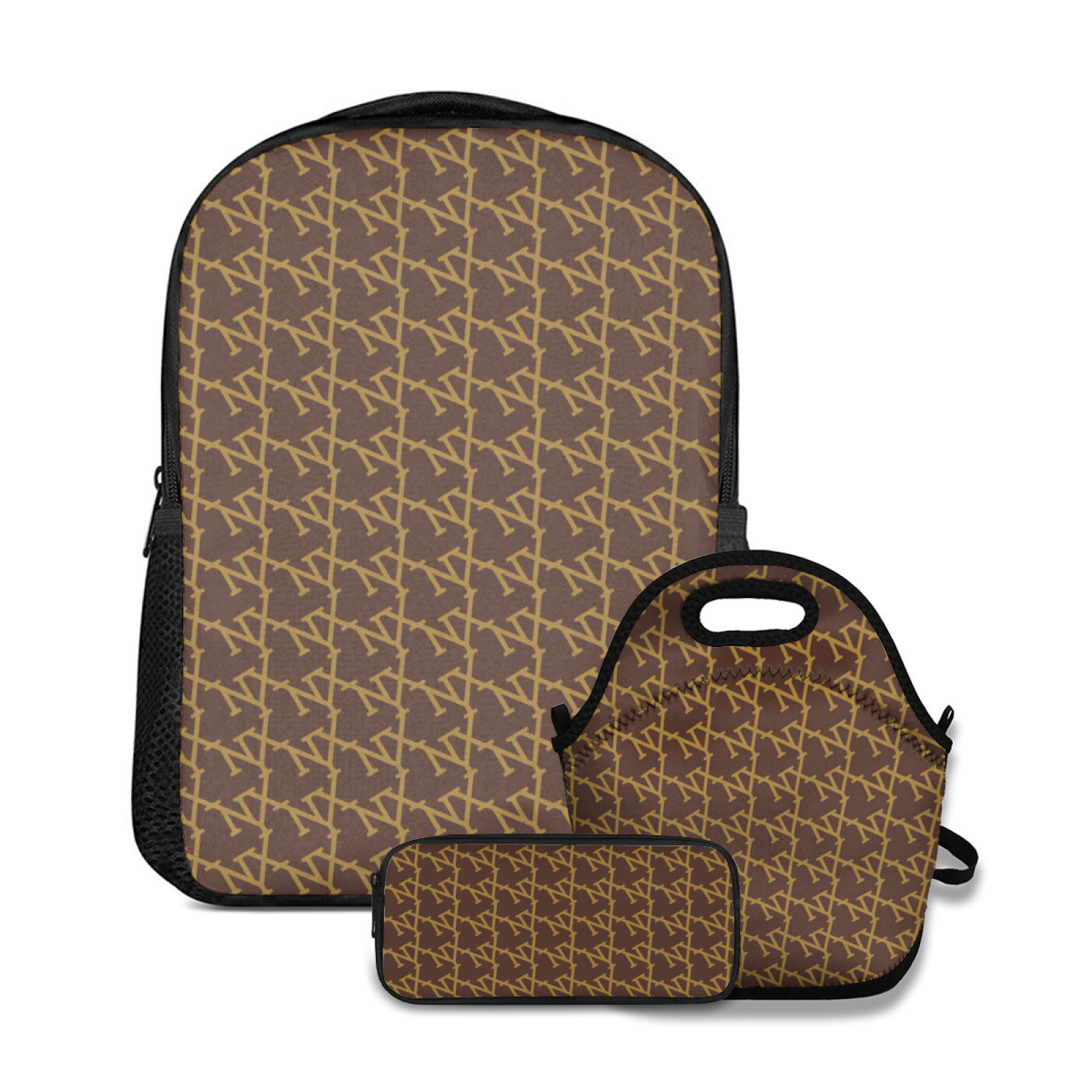 NXY 3-piece suit schoolbag backpack designer bag women backpacks bookbags womens fashion all-match back packs with lunch bag and pen bag