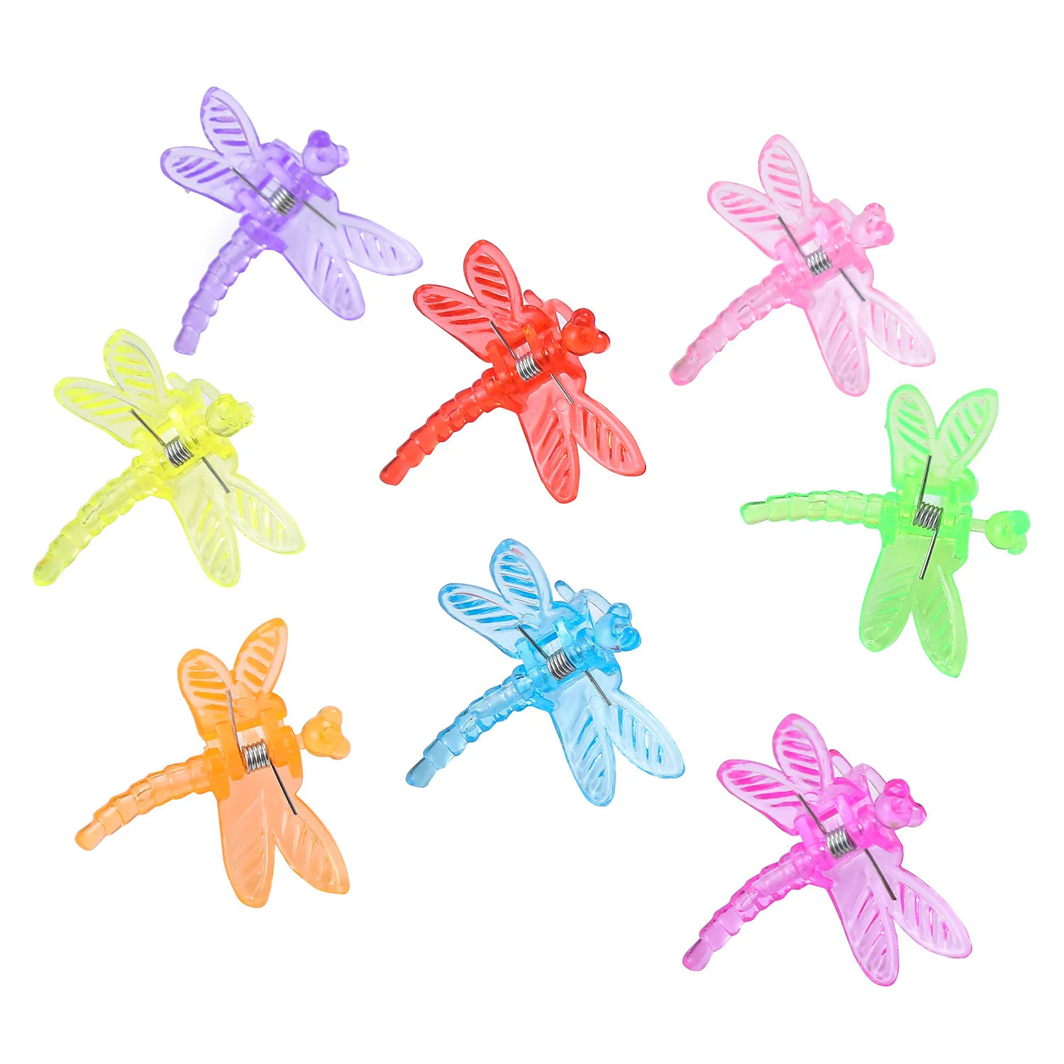 50pcs 3.5cm Mini Clear Dragonfly Hair Claws Hairpins Colorful Odonate Plastic Clips Decorated Ponytails Jaws Hairgrips for Girl 250106